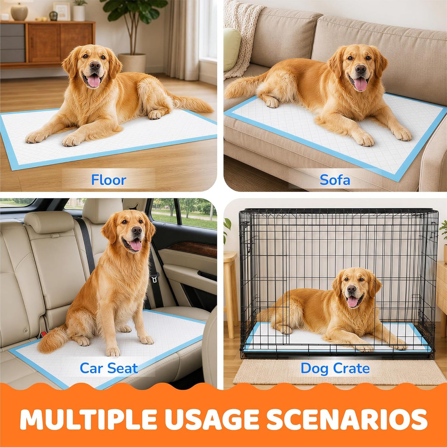 Extra Large Disposable Dog Pee Pads - Super Absorbent and Leak-Free Puppy Potty Training Pads (28" x 34")