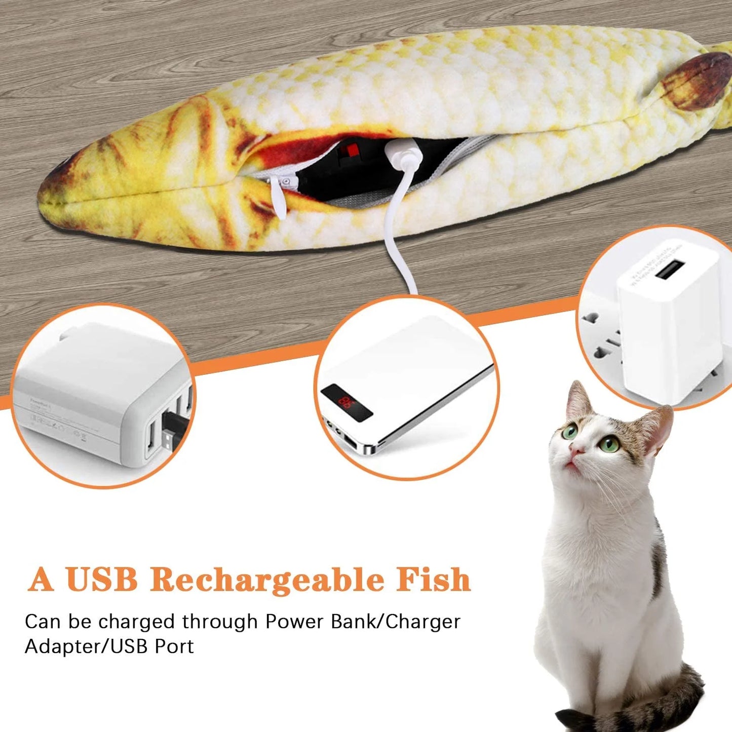 DOTSOG Electric Flopping Fish Toy for Cats - Realistic Interactive Plush Toy for Kitten Exercise and Play