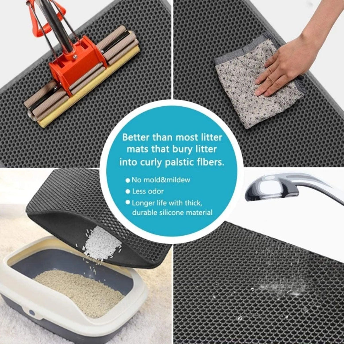 Cat Litter Trapping Mat with Waterproof Honeycomb Design for Effortless Cleaning