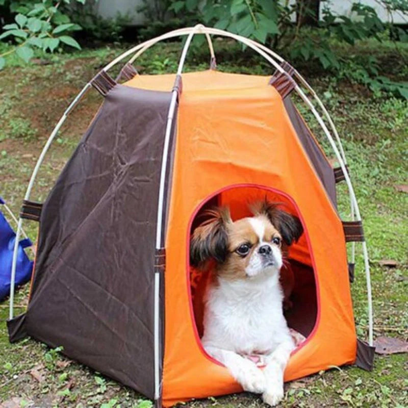 Outdoor Travel Pet Tent for Dogs and Cats - Pumpkin Orange Oxford Cloth