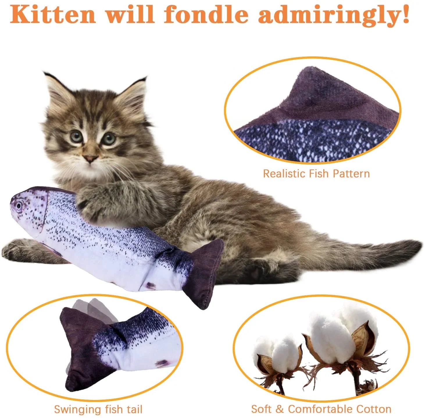 DOTSOG Electric Flopping Fish Toy for Cats - Realistic Interactive Plush Toy for Kitten Exercise and Play
