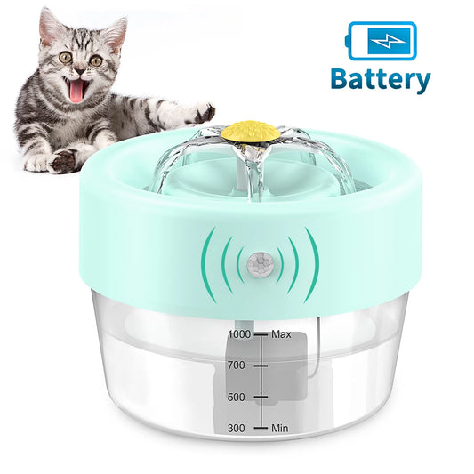 Automatic Cat Water Fountain with 1000mAh Battery, 35 oz Capacity, Blue