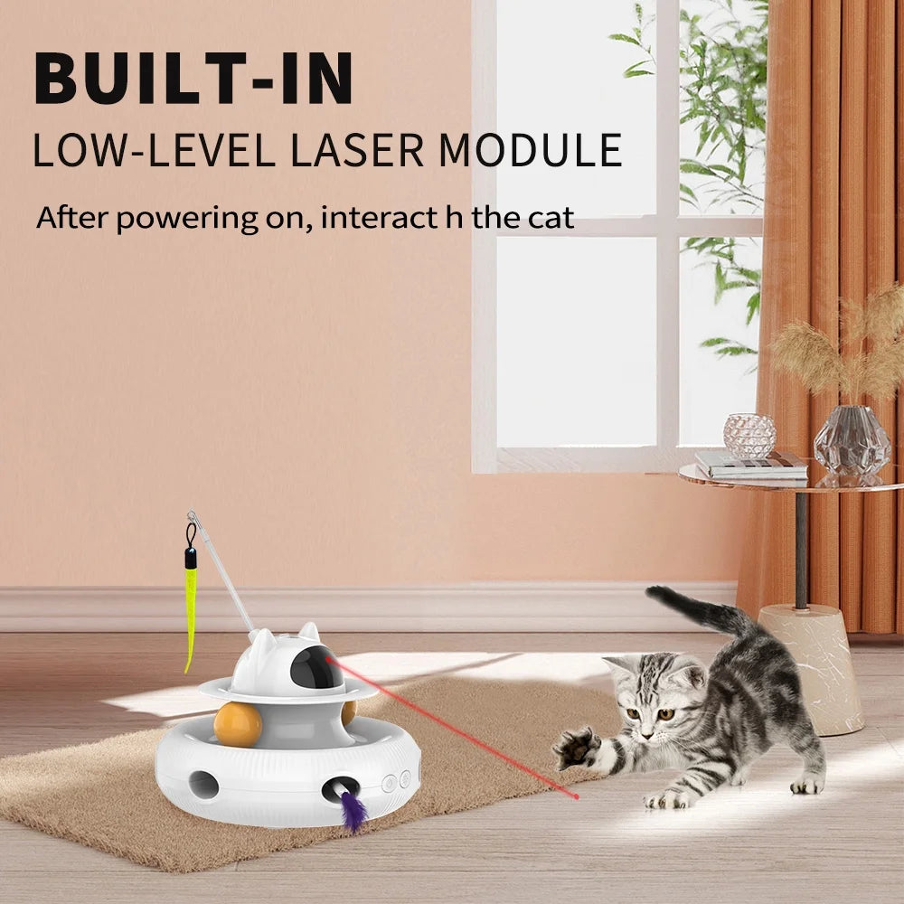 Extendable USB Rechargeable Laser Feather Cat Teaser Wand in White