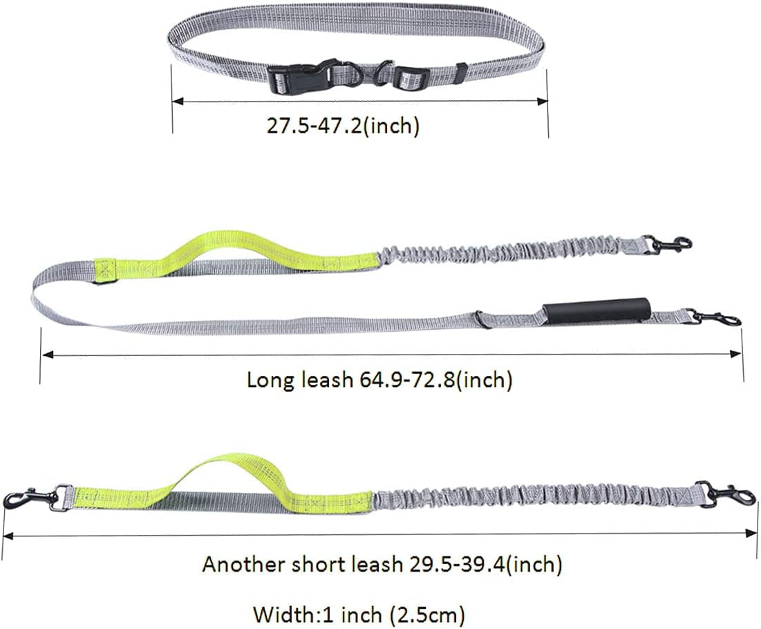 Dual Dog Leash with 360° Swivel, Tangle-Free Bungee Design, Shock Absorbing and Reflective, Hands-Free Walking and Training Solution for Two Dogs, Yellow