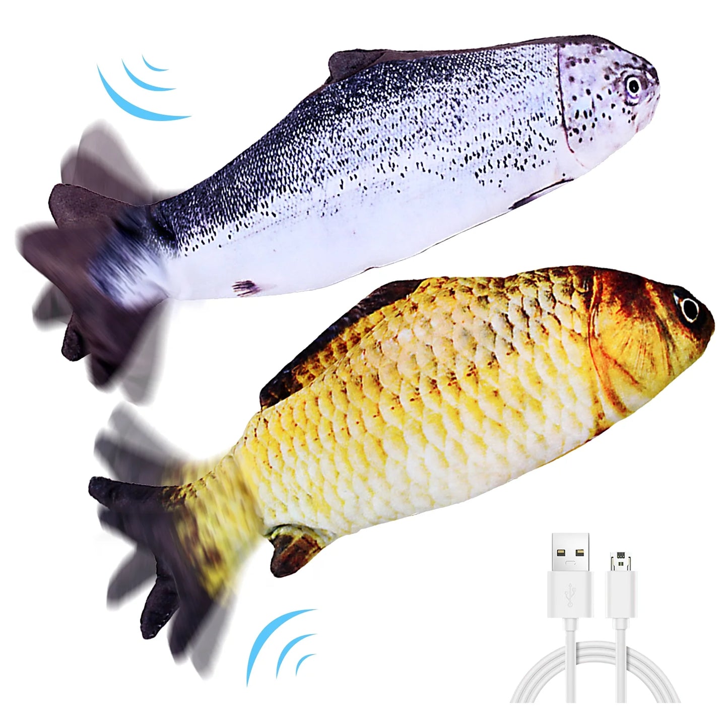 DOTSOG Electric Flopping Fish Toy for Cats - Realistic Interactive Plush Toy for Kitten Exercise and Play