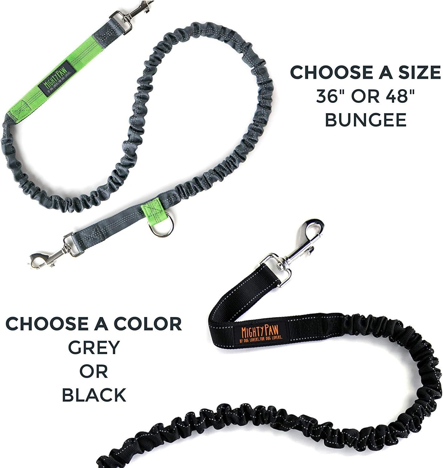 Hands-Free Dog Leash | Bungee Waist Leash for Walking and Running with Pets of All Sizes | Adjustable Waist Belt (36" - 48") Supports Up to 150 lbs - Black