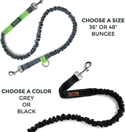 Hands-Free Dog Leash | Bungee Waist Leash for Walking and Running with Pets of All Sizes | Adjustable Waist Belt (36" - 48") Supports Up to 150 lbs - Black
