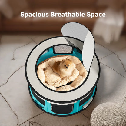 Indoor/Outdoor Dog Playpen with Carrying Case - Versatile Pet Enclosure for Small Dogs, Cats, and Rabbits with Two Doors and Zippered Top