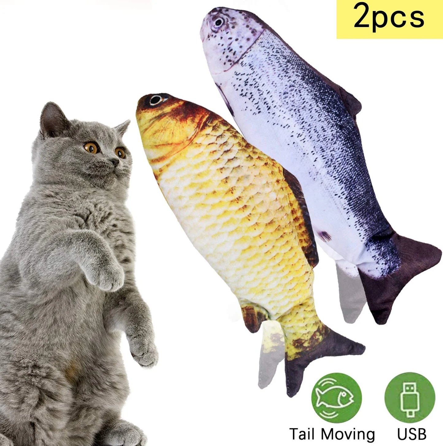 DOTSOG Electric Flopping Fish Toy for Cats - Realistic Interactive Plush Toy for Kitten Exercise and Play