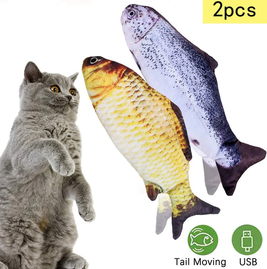 DOTSOG Electric Flopping Fish Toy for Cats - Realistic Interactive Plush Toy for Kitten Exercise and Play