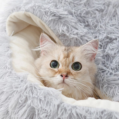 Calming Hooded Dog and Cat Bed, Removable and Washable Round Design for Small to Medium Pets, Anti-Slip Faux Fur for Enhanced Comfort, Suitable for Pets Up to 11 Pounds