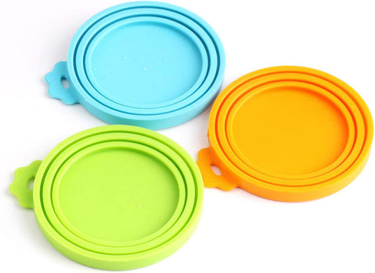 Silicone Pet Food Can Covers - Universal Fit for Standard Dog and Cat Food Cans, Multi-Colored