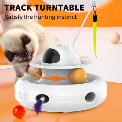 Extendable USB Rechargeable Laser Feather Cat Teaser Wand in White