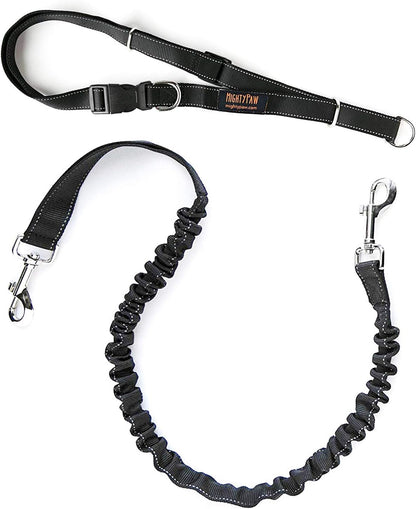 Hands-Free Dog Leash | Bungee Waist Leash for Walking and Running with Pets of All Sizes | Adjustable Waist Belt (36" - 48") Supports Up to 150 lbs - Black