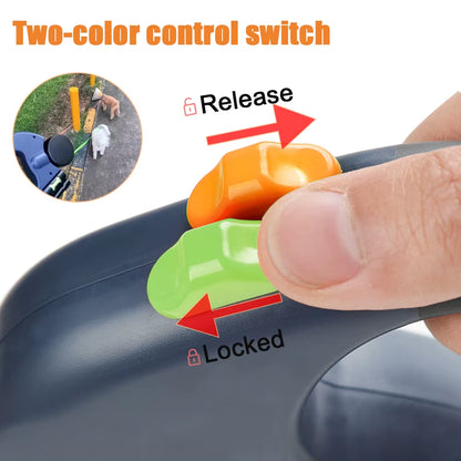 3M Reflective Retractable Dog Leash for Small Dogs with Dual Lead, 360° Swivel, Tangle-Free Design, and Integrated Lights