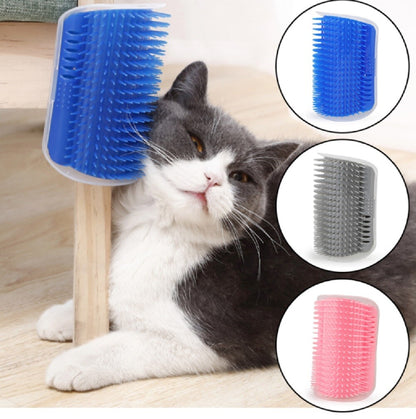 Cat Self-Grooming Wall Brush with Corner Scratcher, Massage Comb, and Catnip Holder