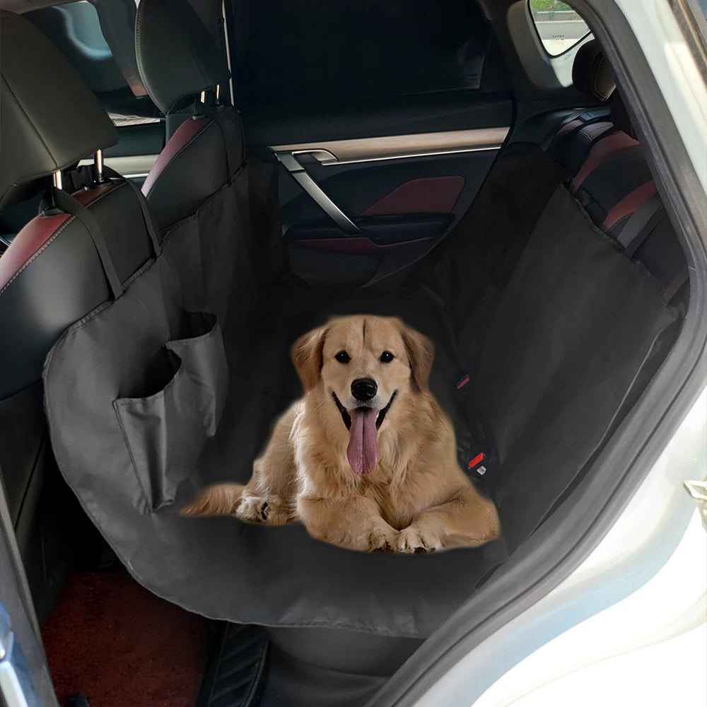 Waterproof 600D Oxford Cloth Dog Car Seat Cover - Hammock Style Pet Travel Carrier with Storage Pocket