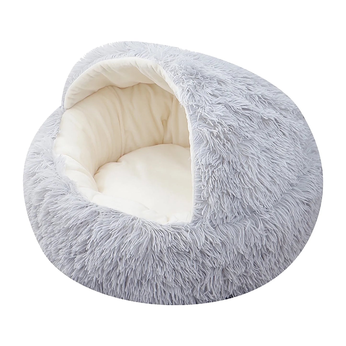 Calming Hooded Dog and Cat Bed, Removable and Washable Round Design for Small to Medium Pets, Anti-Slip Faux Fur for Enhanced Comfort, Suitable for Pets Up to 11 Pounds