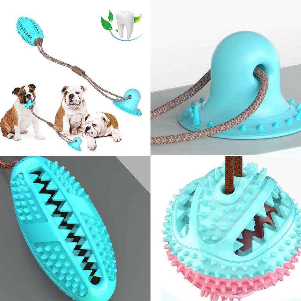 Interactive Silicone Suction Cup Tug Dog Toy - Chew Ball for Dental Care and Feeding Supplies