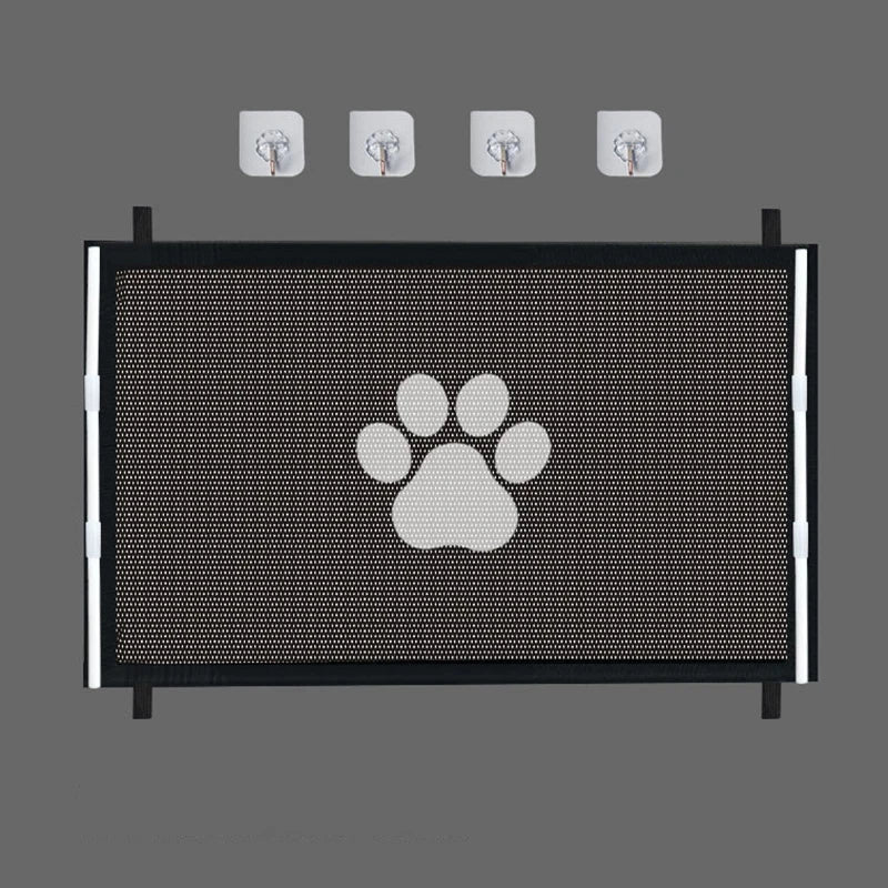 Dog Safety Mesh Gate with 4 Hook Fencing for Indoor and Outdoor Pet Enclosure