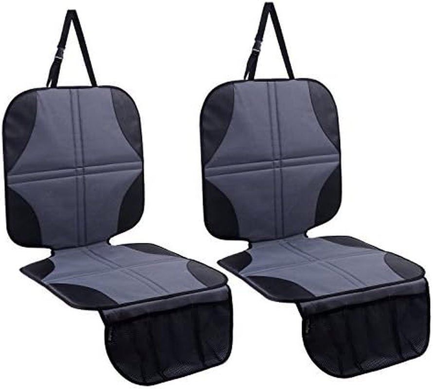 Child Car Seat Protector 2-Pack - Premium Waterproof Vehicle Seat Covers with Extra Padding and Dual Storage Pockets for Sedans, SUVs, and Trucks