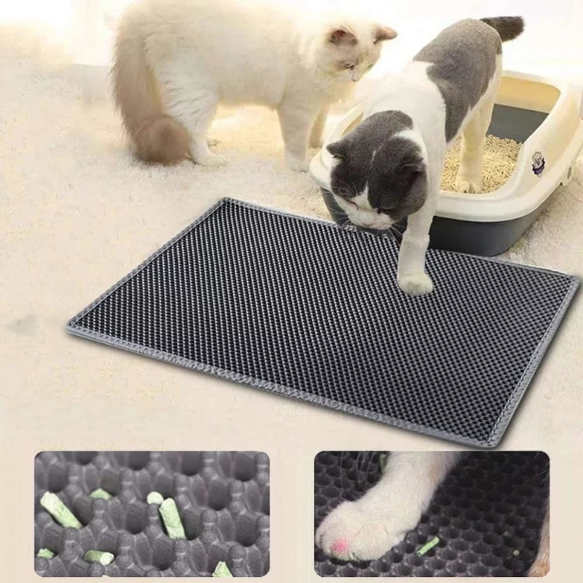 Cat Litter Trapping Mat with Waterproof Honeycomb Design for Effortless Cleaning