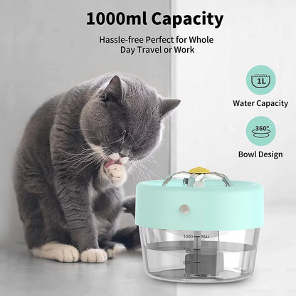 Automatic Cat Water Fountain with 1000mAh Battery, 35 oz Capacity, Blue