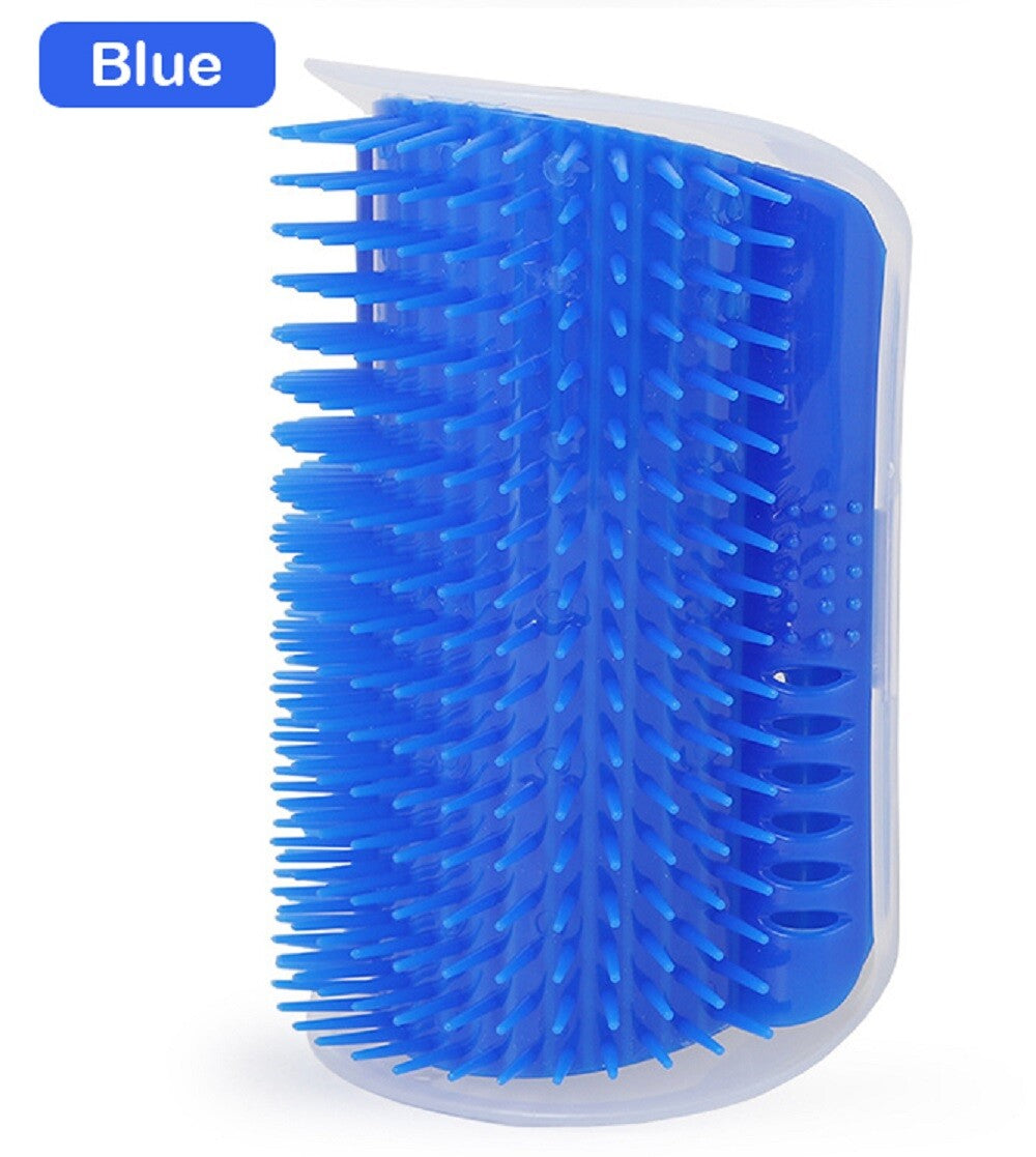 Cat Self-Grooming Wall Brush with Corner Scratcher, Massage Comb, and Catnip Holder