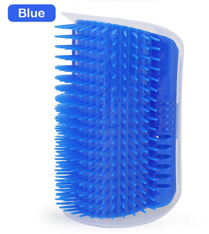 Cat Self-Grooming Wall Brush with Corner Scratcher, Massage Comb, and Catnip Holder