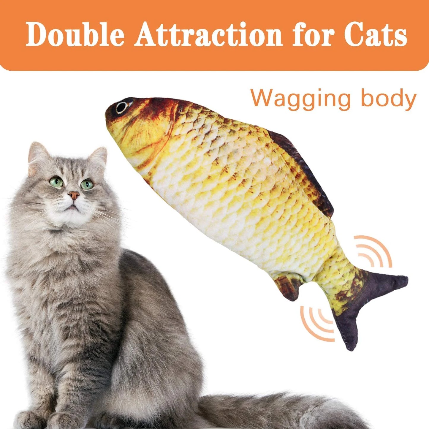 DOTSOG Electric Flopping Fish Toy for Cats - Realistic Interactive Plush Toy for Kitten Exercise and Play