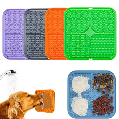Silicone Pet Licking Plate and Slow Feeding Tray with Suction Cup - Anti-Choking Licking Mat for Dogs