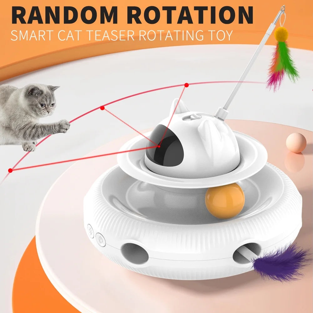 Extendable USB Rechargeable Laser Feather Cat Teaser Wand in White