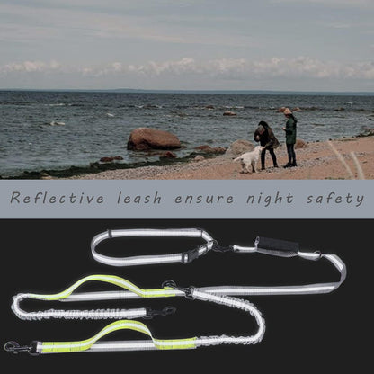 Dual Dog Leash with 360° Swivel, Tangle-Free Bungee Design, Shock Absorbing and Reflective, Hands-Free Walking and Training Solution for Two Dogs, Yellow