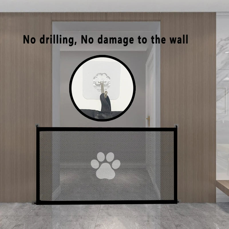 Dog Safety Mesh Gate with 4 Hook Fencing for Indoor and Outdoor Pet Enclosure