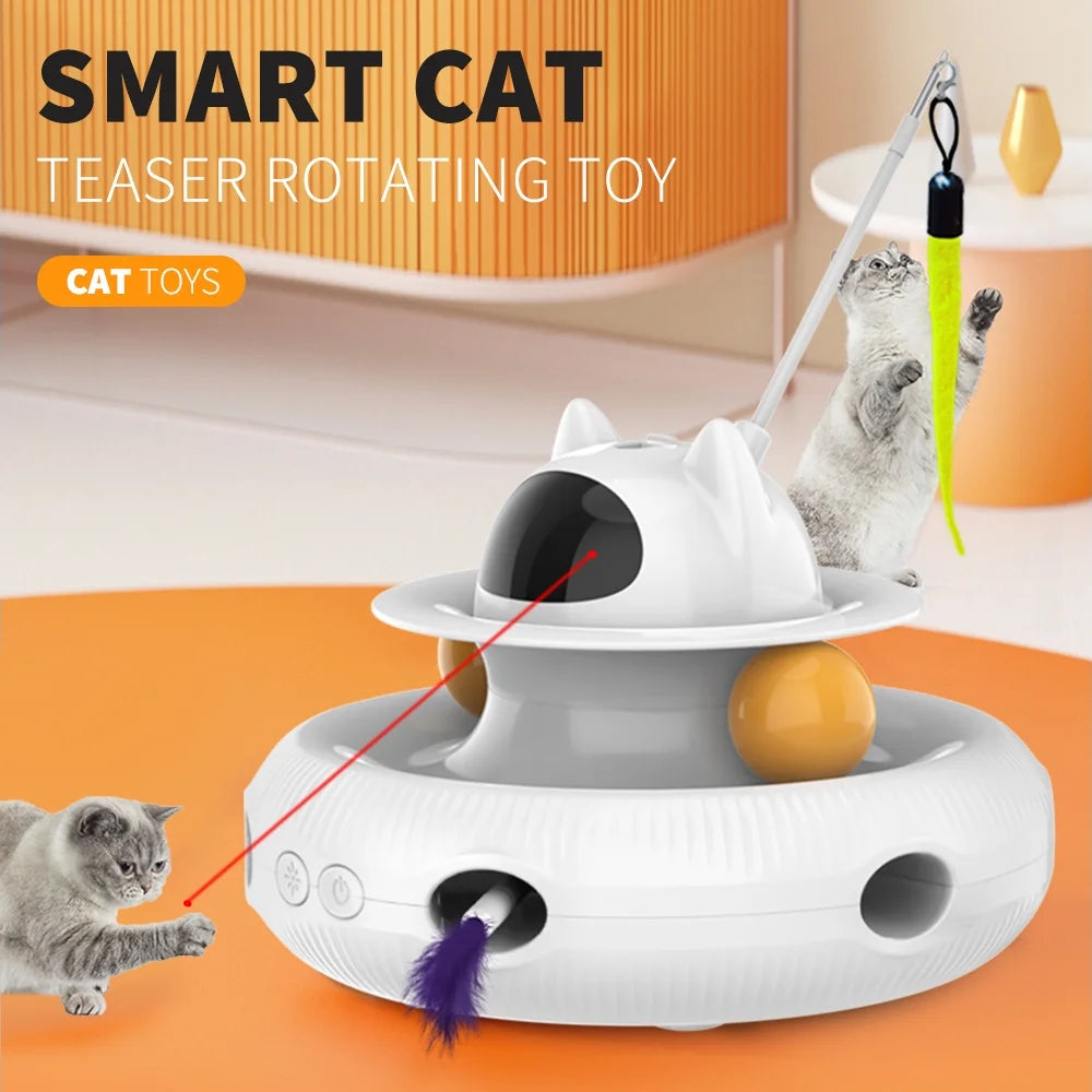 Extendable USB Rechargeable Laser Feather Cat Teaser Wand in White